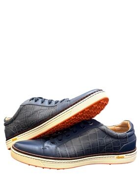 ROYAL ALBATROSS - BLUE ORANGE CROC EMBOSSED GOLF SNEAKERS